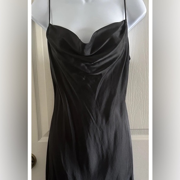 Y2K Victoria’s Secret Silk Black Draped Bias Cut Vintage Mini Gown Slip Dress M